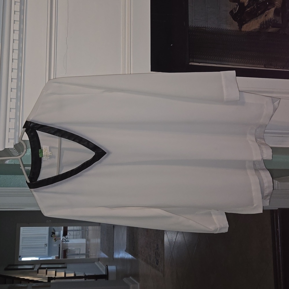 White with leather detail tunic Medium